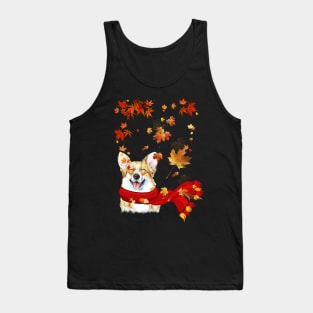 Maple Leaf Corgi Fall Hello Autumn Gift Tank Top